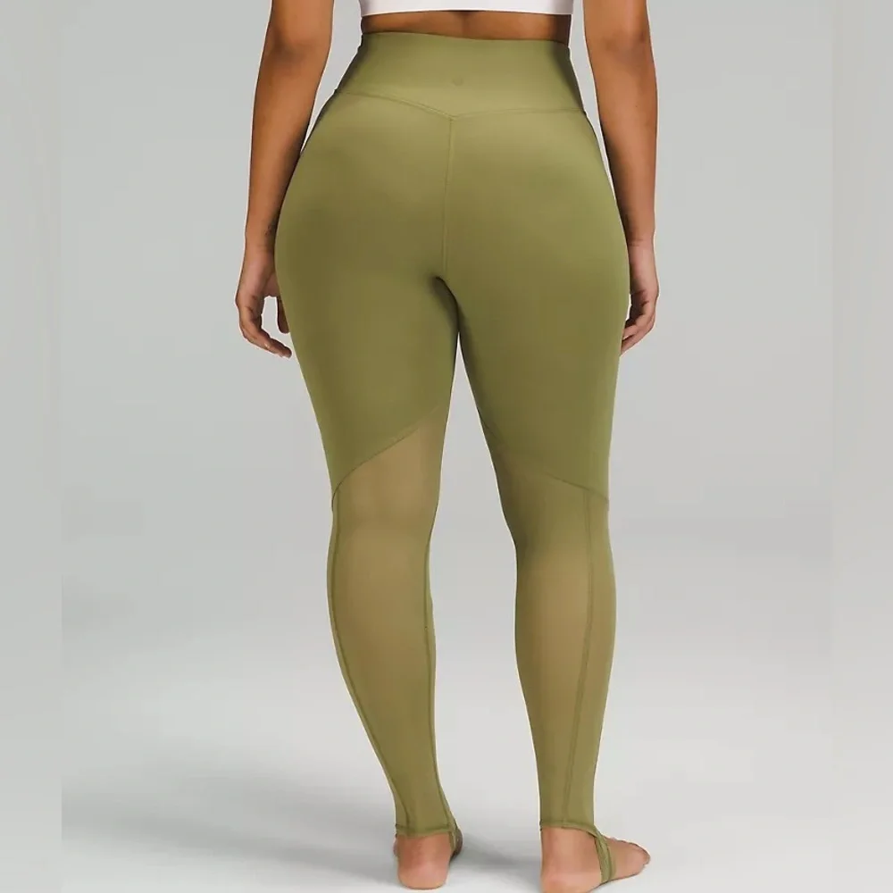 (B51) Lululemon Nulu and Crisscross‎ Mesh Stirrup Tight Bronze Green, Sz 10, NWT